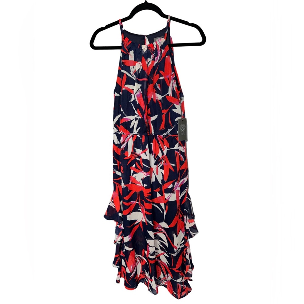 NWT Vince Camuto Womens Blue, Red & White Midi Chiffon Dress Size 6